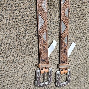 Brown and Silver Western Belt
